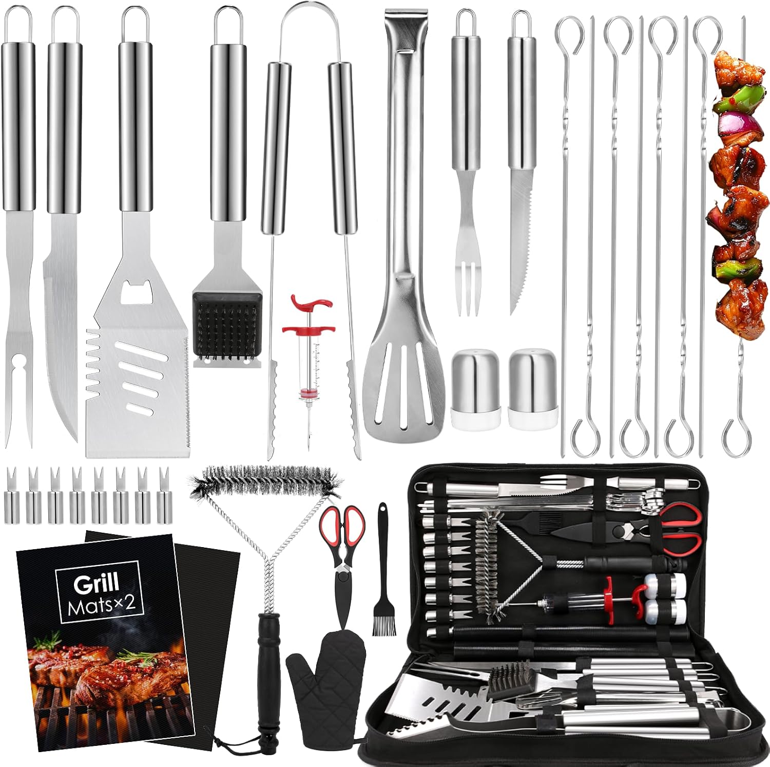 Outdoor Camping Grill - 34Pcs BBQ Grilling Tools Set, Stainless