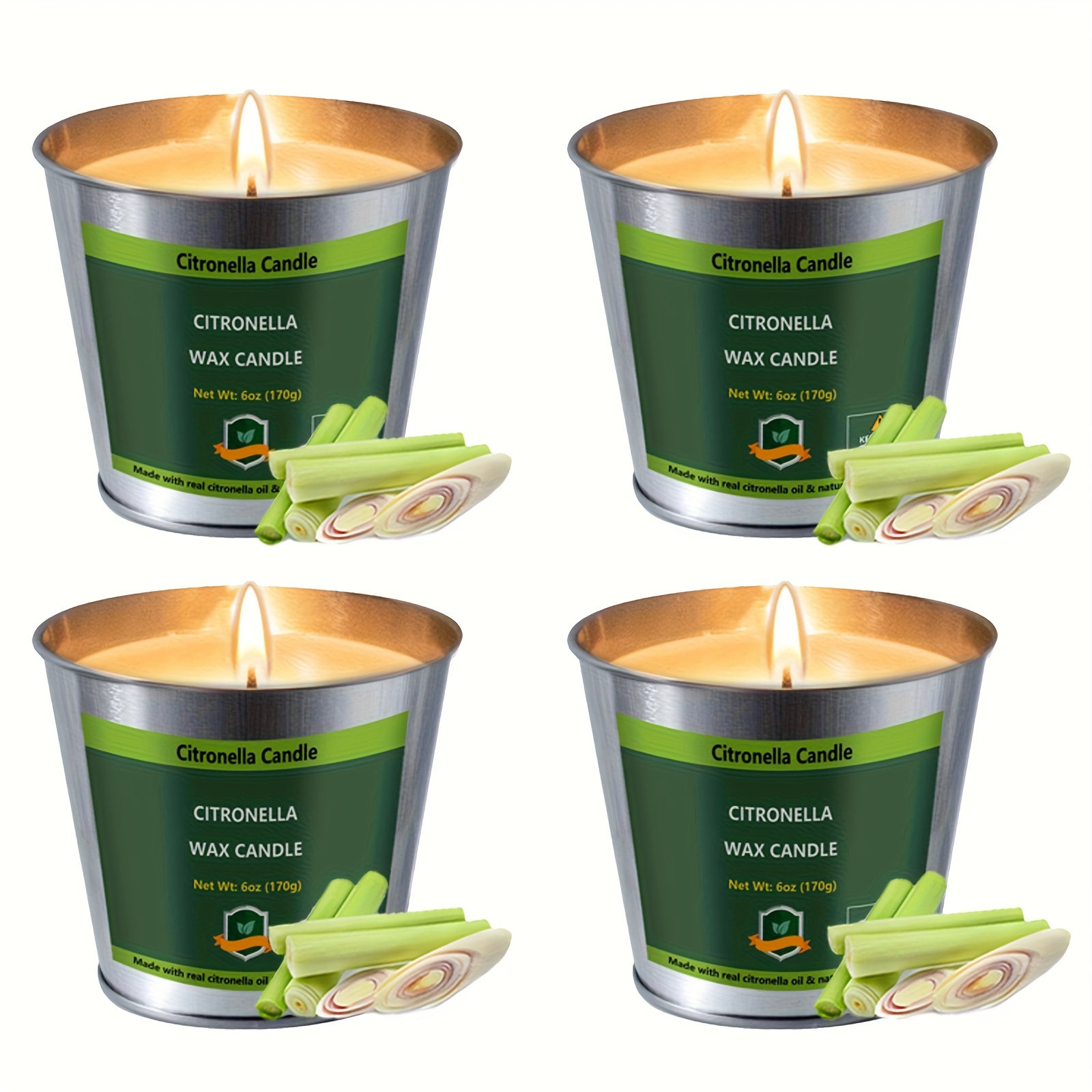Outdoor Camping Bbq - 4pcs Citronella Candles Outdoor, 6oz Pack