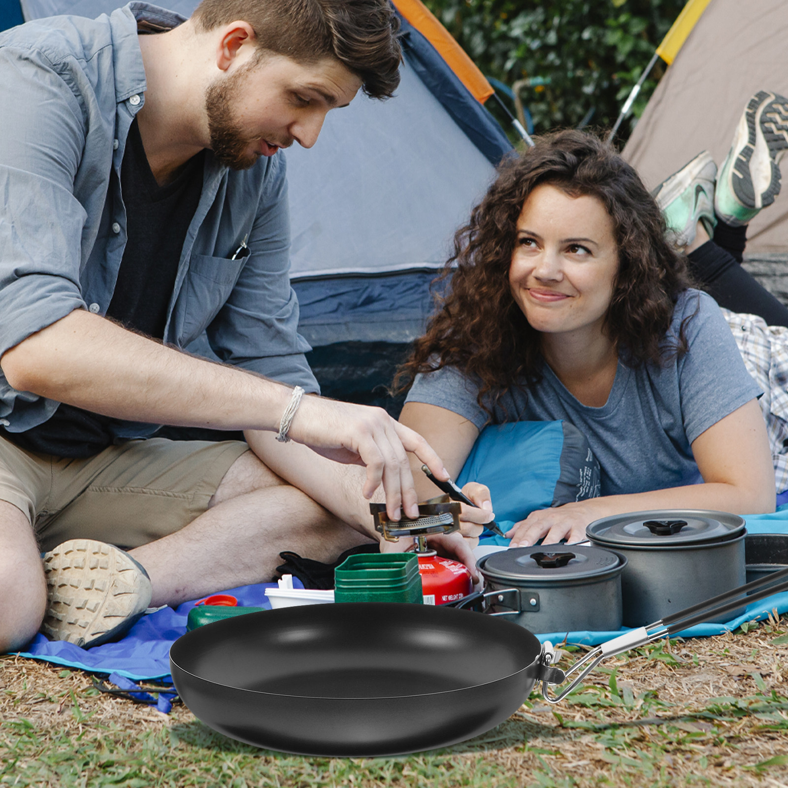 Outdoor Camping Utensils - Portable Folding Iron Camping Frying Pan