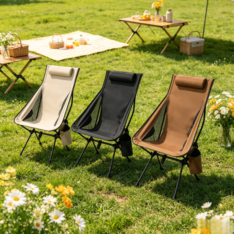Outdoor Camping High Chair - 3 Colors Foldable High Back Camping