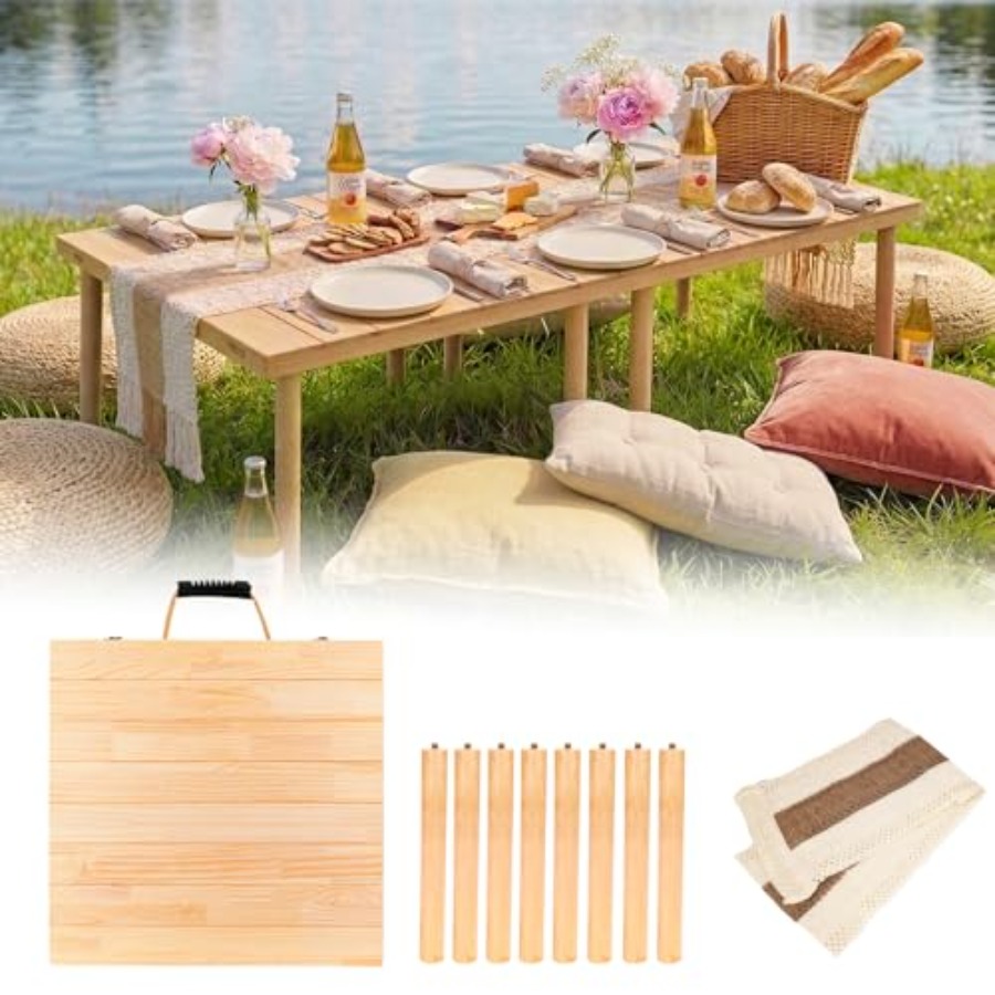 Camp Table Folding - 60x30 Low Folding Picnic Table, Portable