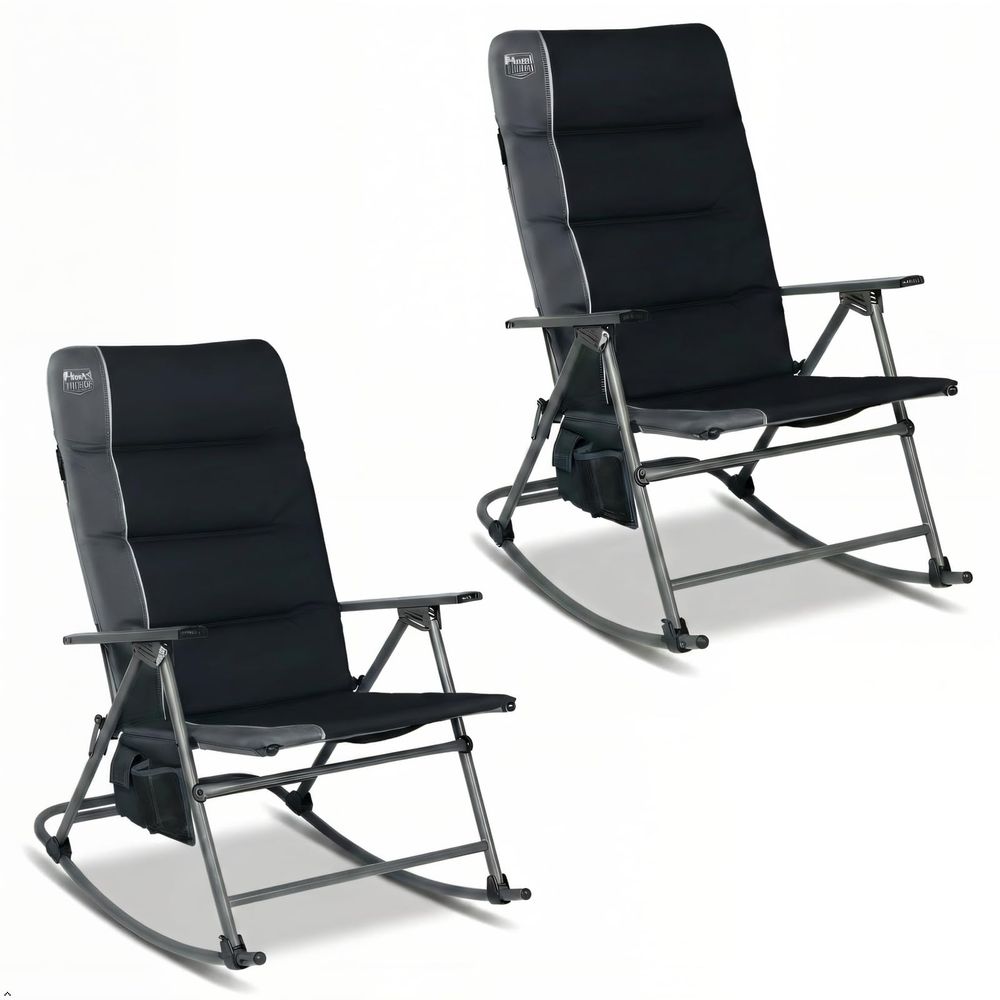 Outdoor Camping High Chair - Oversized Folding Rocking Camping Chair, Padded