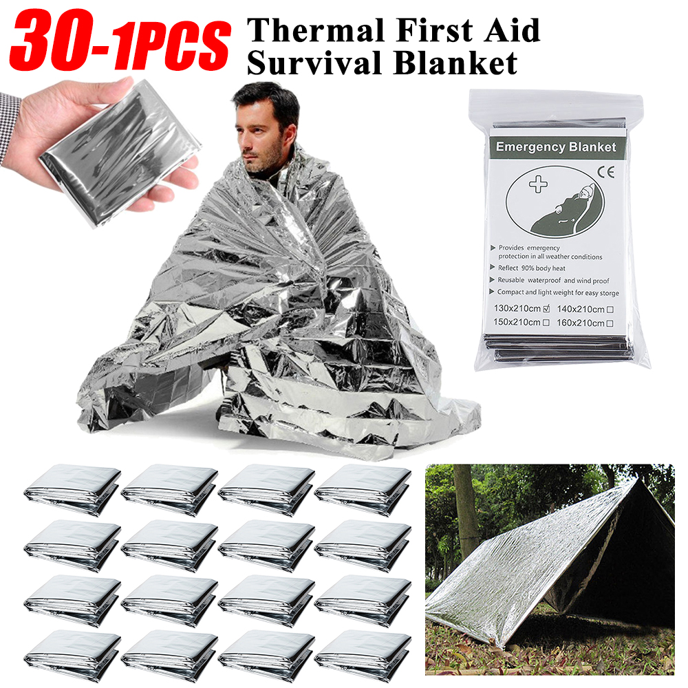 Survival Kit - 30-1PCS Emergency Rescue Blanket Outdoor Survive
