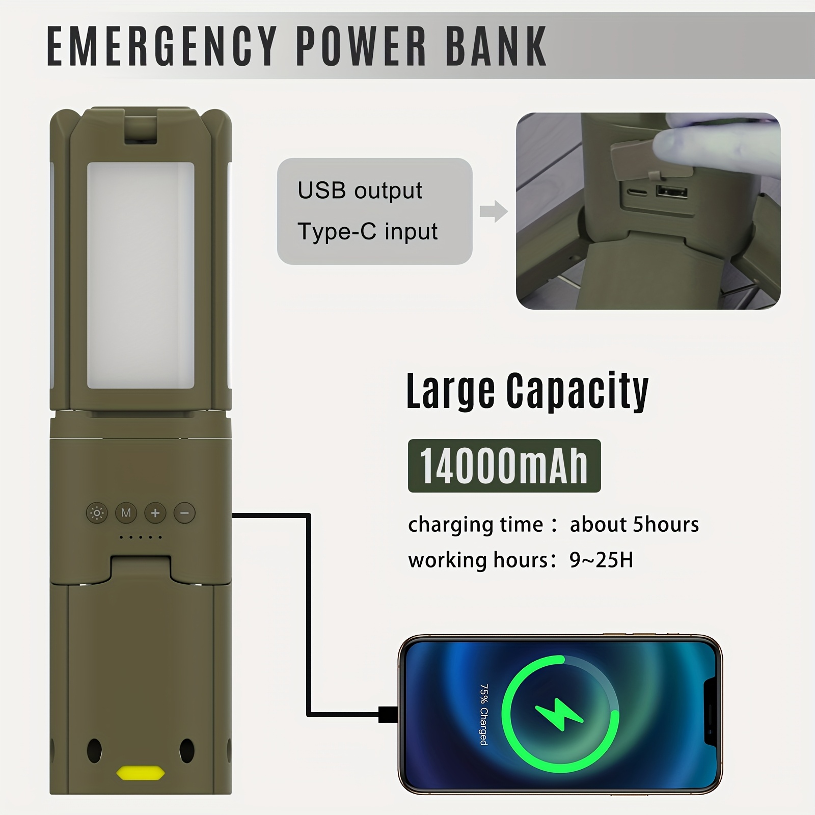Camping Lantern, 14000mAh Rech - Outdoor Camping Light Portable recensie en prijs