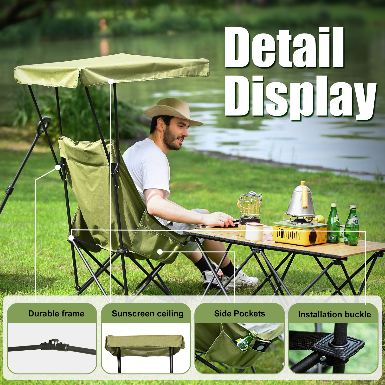 YOUNG WOOD Portable Camping Ch - Outdoor Camping Canopy recensie en prijs