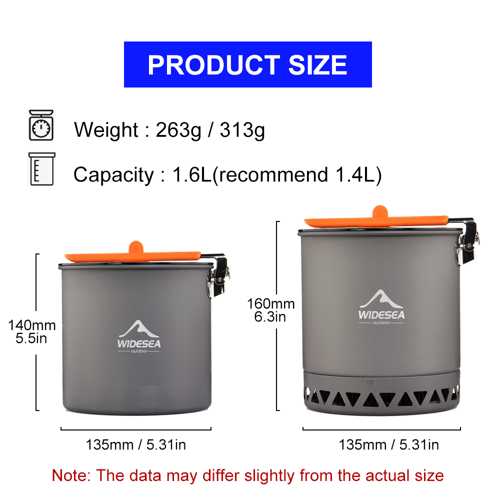 Widesea Camping Pot 1.6L Heat  - Camp Cooking Set recensie en prijs