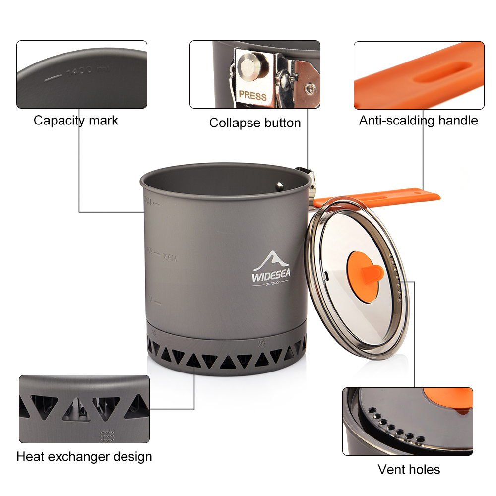 Widesea Camping Pot 1.6L Heat  - Camp Cooking Set recensie en prijs
