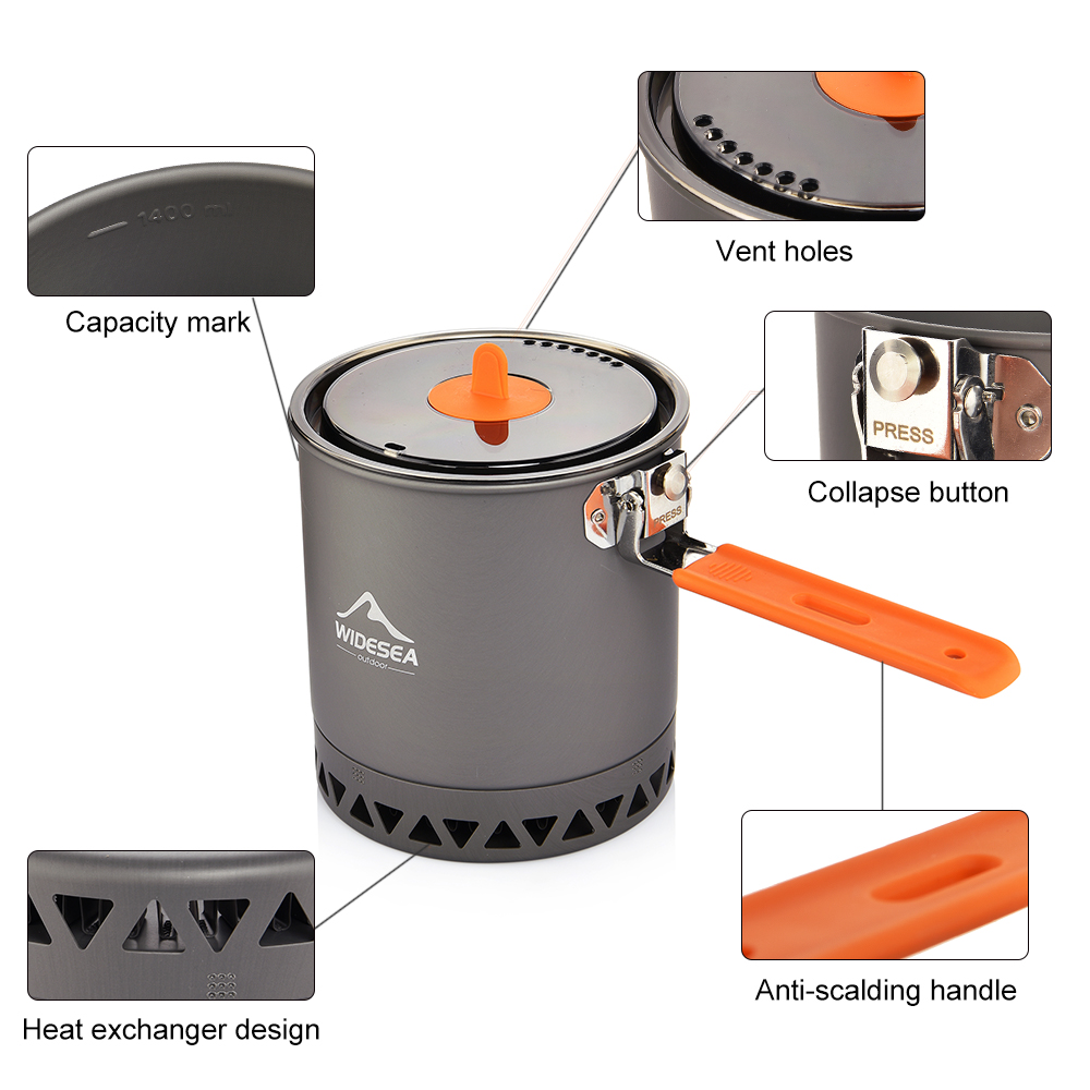 Widesea Camping Pot 1.6L Heat  - Camp Cooking Set recensie en prijs