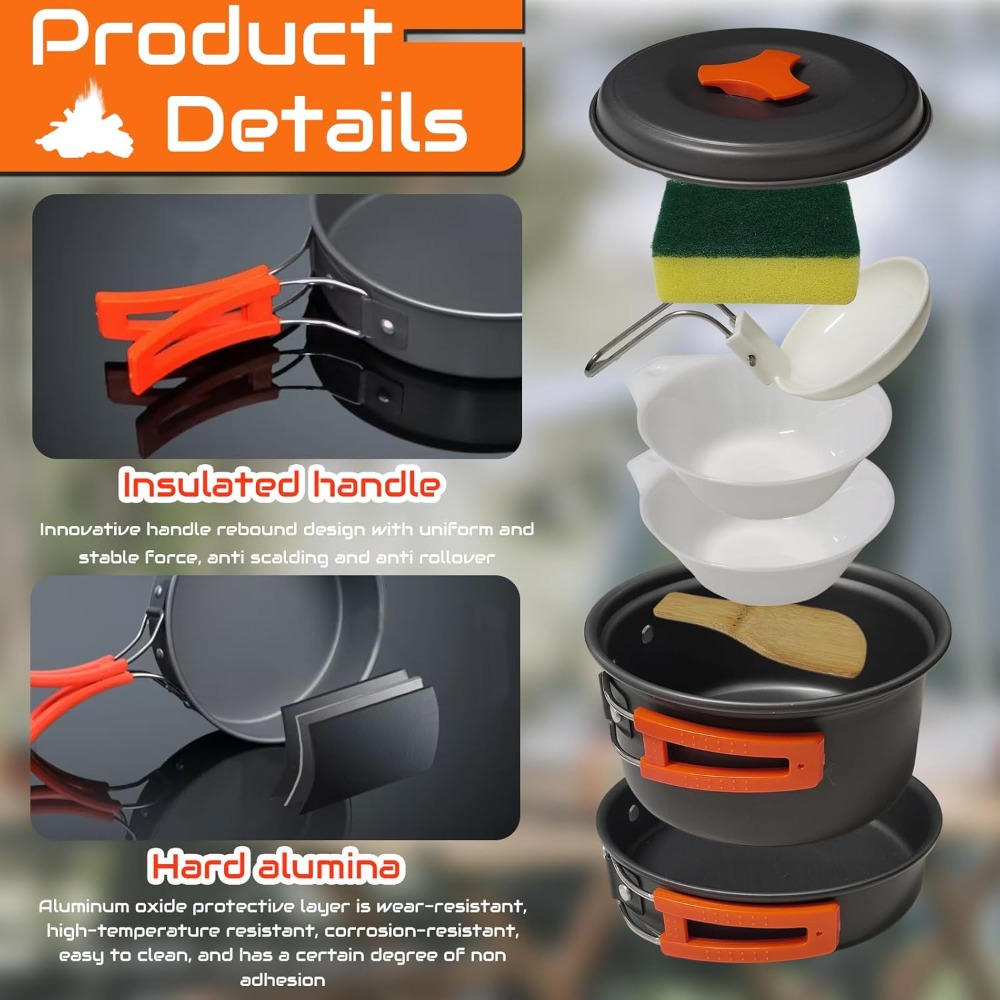 7Pcs Camping Pan Set - Backpac - Survival Kit recensie en prijs