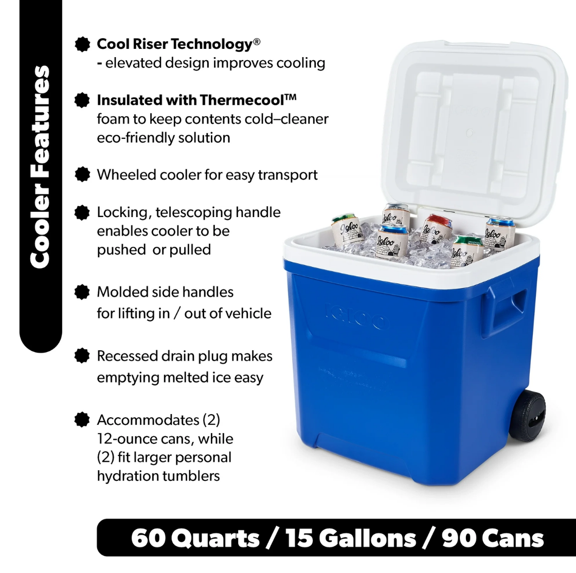 60 QT Blue Laguna Wheeled Hard - Outdoor Camping Food recensie en prijs
