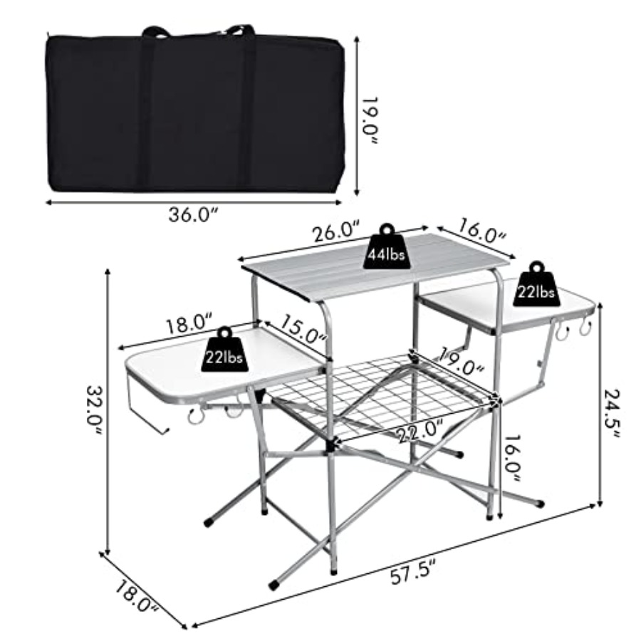 Folding Grill Table with 26''  - Outdoor Camping Kitchen Setup recensie en prijs