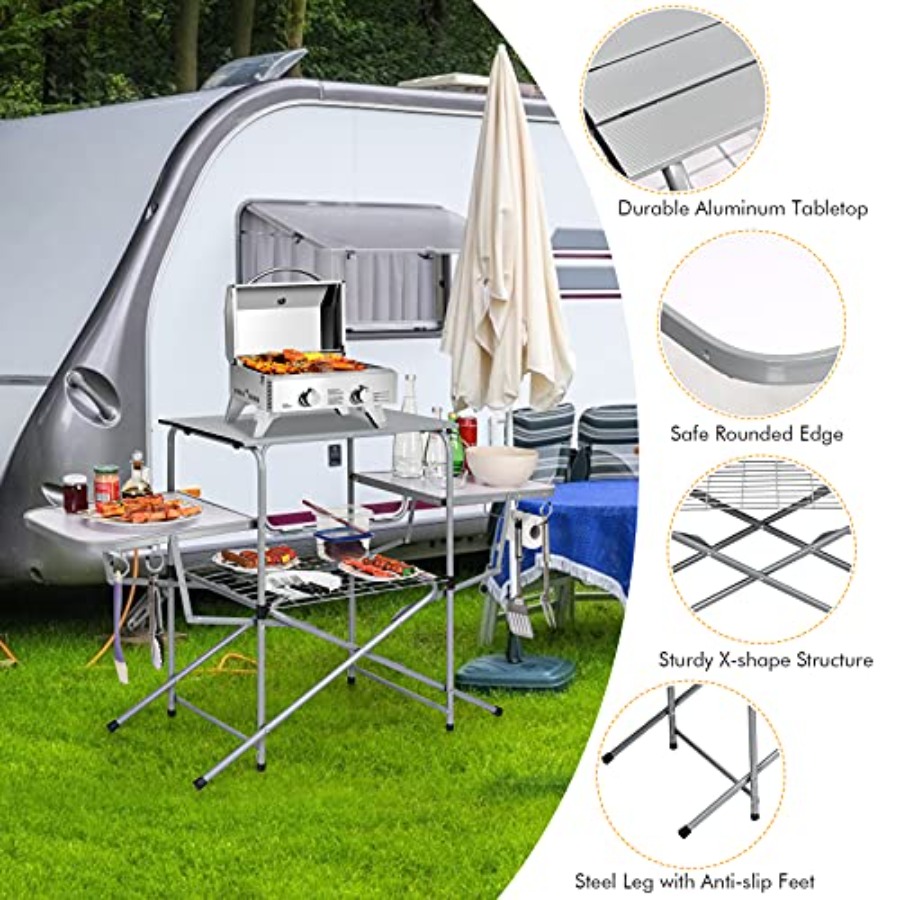 Folding Grill Table with 26''  - Outdoor Camping Kitchen Setup recensie en prijs