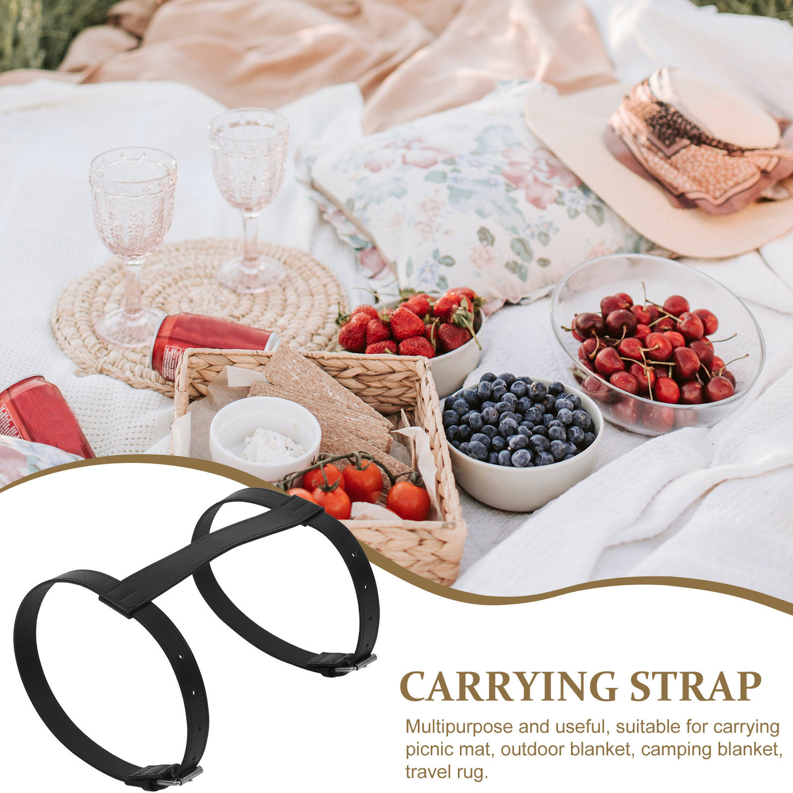 Stylish PU Blanket Strap for P - Outdoor Camping Rugs recensie en prijs